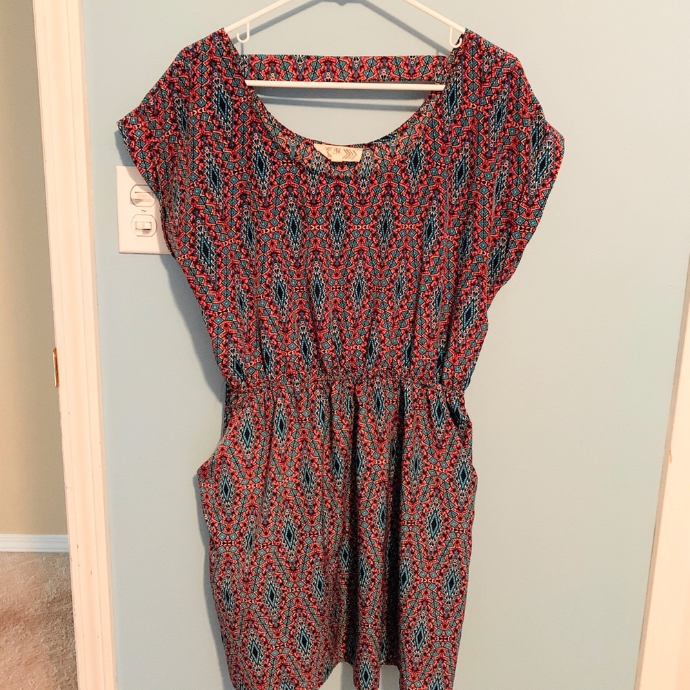 Pink Rose tribal print dress